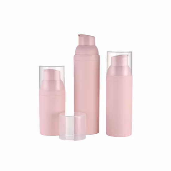 Bouteille de pompe de lotion sans air rose mat en gros pour bouteille de sérum