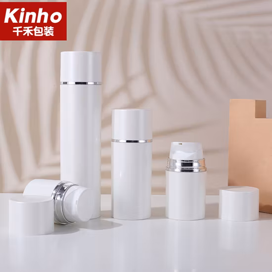 Big Ml 30ml 50ml 100ml 120ml 150ml 200ml Bouteille à pompe sans air en plastique PP blanc avec pompe à lotion Snap par le fournisseur chinois Kinho